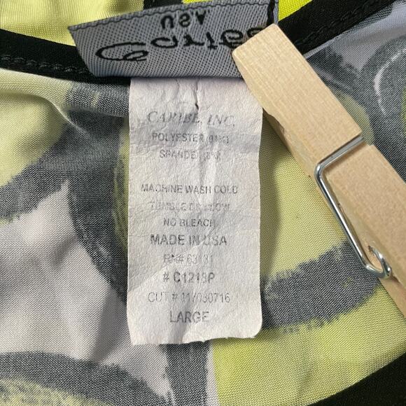 Y2K Top Womens Size Large Lime Green Polka Dot Asymmetrical Dopamine Neon Clown - Picture 8 of 10